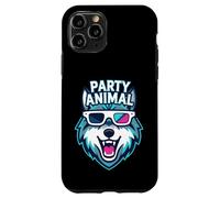 Custodia per iPhone 11 Pro Party Animal Wolf with 3D Glasses Funny Rave Graphic