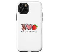Custodia per iPhone 11 Pro Peace Love Strawberry Shirts Farmer Fragole Amante Frutta
