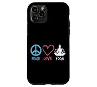 Custodia per iPhone 11 Pro Peace Love Yoga Meditazione Zen Retro Lotus
