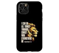 Custodia per iPhone 11 Pro Philippians 4:13 Religious Lion Strengthens Christian