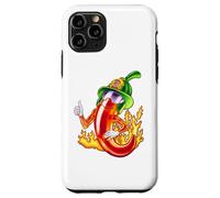 Custodia per iPhone 11 Pro Piccante vigile del fuoco peperoncino fumetto divertente fuoco eroe disegno