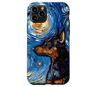 Custodia per iPhone 11 Pro Pinscher miniatura Starry Night Dog Min Pin Art by Aja