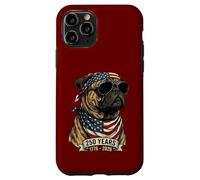 Custodia per iPhone 11 Pro Pug Bandiera Americana 250 Anni 1776-2026 Bicentenario USA Cane