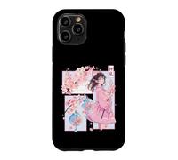 Custodia per iPhone 11 Pro Ragazza anime, Comic Core in stile manga, Vento divino, Kanji Shodo