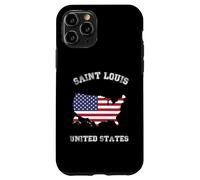 Custodia per iPhone 11 Pro Retro Saint Louis Stati Uniti Distressed USA bandiera