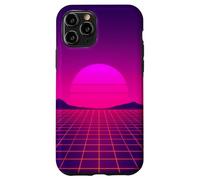 Custodia per iPhone 11 Pro Retro Sunset Horizon Minimal Synthwave Paesaggio