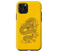 Custodia per iPhone 11 Pro Retro Vintage Zodiac Lunar New Year Black Chinese Dragon