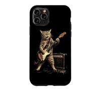 Custodia per iPhone 11 Pro Rock Cat Chitarra Rock And Roll Vintage Music Lover Concert