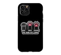 Custodia per iPhone 11 Pro Rock Paper Scissors The Purr-fect Gioco Amante del Gatto