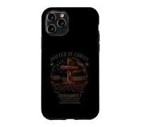 Custodia per iPhone 11 Pro Rooted in Christ Cross Shirt Christian Tee for Men