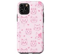 Custodia per iPhone 11 Pro Rosa Valentine Kitties Pattern E Cuore Design Estetico