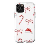 Custodia per iPhone 11 Pro Rosso Bianco Candy Cane Natale Natale Cappello di Babbo Natale Modello