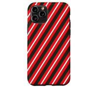 Custodia per iPhone 11 Pro Rosso Nero Bianco Linee Diagonali Strisce Geometriche