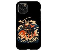 Custodia per iPhone 11 Pro Samurai Cat Equitazione Koi Anime Guerriero Giapponese Arte