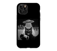 Custodia per iPhone 11 Pro Scared Black Cat UFO Selfie Gaming Console Divertente Videogioco
