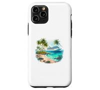 Custodia per iPhone 11 Pro Scena tropicale delle vacanze sulla spiaggia dell'oceano della nave da croci