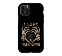 Custodia per iPhone 11 Pro Scheletro Mani Cuore I Love Halloween Spider Costume