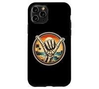 Custodia per iPhone 11 Pro Scheletro Shaka gesto della mano Vintage Surfing Surfer Surf Fan