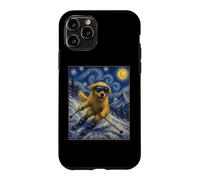 Custodia per iPhone 11 Pro Sci Golden Retriever Art Sciatore Cane su Ski Hill