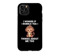 Custodia per iPhone 11 Pro Scimmia Kawaii Mi chiedo se Bubble Tea pensa anche a me
