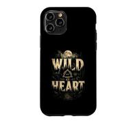 Custodia per iPhone 11 Pro Selvaggio cuore Lupo Foresta e Luna vintage all'aperto