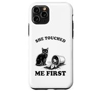 Custodia per iPhone 11 Pro She Touched Me First Cat Lover Pianta gattino divertente gatto
