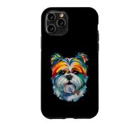 Custodia per iPhone 11 Pro Shih Tzu - Ritratto geometrico, pop art, primo piano, con volto di cucciolo