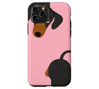 Custodia per iPhone 11 Pro Simpatico bassotto Peekaboo | Pink Minimal Dog Art