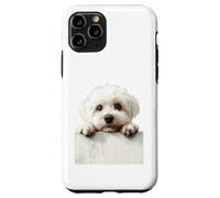 Custodia per iPhone 11 Pro Simpatico cane bianco soffice che sbircia cucciolo Art