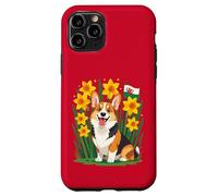 Custodia per iPhone 11 Pro Simpatico cane corgi tra narcisi che sostengono il Galles