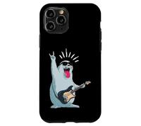 Custodia per iPhone 11 Pro Simpatico sigillo Rockstar che suona la chitarra divertente design animale