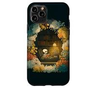 Custodia per iPhone 11 Pro Skeleton Reading Nook Floral Librarian Bookshelf Cozy Flower