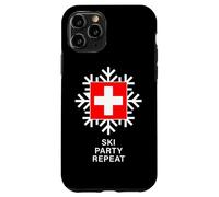Custodia per iPhone 11 Pro Ski Party Repeat Bandiera Svizzera e fiocco di neve