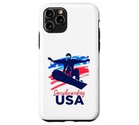 Custodia per iPhone 11 Pro Snowboard USA Sostenere la squadra Snowboard bandiera USA