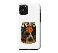 Custodia per iPhone 11 Pro Sopravvivere allo scheletro di Halloween retrò dell'apocalisse IA
