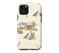 Custodia per iPhone 11 Pro Southwestern Ranch Bunny Uccello Cactus Paese Acquerello