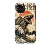 Custodia per iPhone 11 Pro Spinosaurus Wave Kaiju Mostro marino giapponese Woodblock Style
