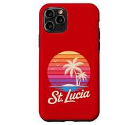 Custodia per iPhone 11 Pro St Lucia Caraibi Vacanza Retro anni '80 Tropicale