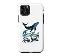 Custodia per iPhone 11 Pro Stay Wild Cute Blue Whale Amante Ocean Marine Life Waves
