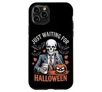 Custodia per iPhone 11 Pro Sto solo aspettando Halloween Funny Skeleton Pumpkin Humor