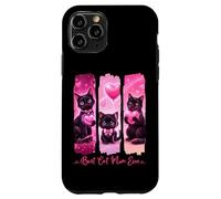 Custodia per iPhone 11 Pro Super cute gatti neri con cuori rosa amore migliore gatto mamma mai
