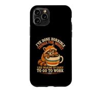 Custodia per iPhone 11 Pro Svegliarsi presto per lavorare il caffè procione stanco