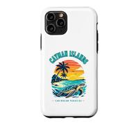 Custodia per iPhone 11 Pro T-shirt delle Isole Cayman Caraibi Paradise Sea Turtle Sunset