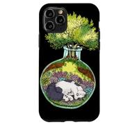 Custodia per iPhone 11 Pro Terrario gatto addormentato albero foresta grafica botanica
