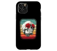 Custodia per iPhone 11 Pro Teschio rose vintage rock teschi fiori retrò rocker regalo