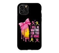 Custodia per iPhone 11 Pro Ti aspetterò a casa Partita di softball Coquette Bow