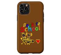Custodia per iPhone 11 Pro Torna a scuola bambini tenendo matita arte carina