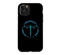 Custodia per iPhone 11 Pro Totem degli attributi tribali della libellula Dashert blu