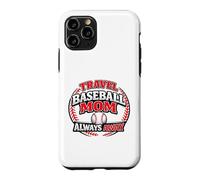Custodia per iPhone 11 Pro Travel Baseball Mom Always Away Divertente Sport Mamma