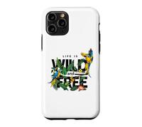 Custodia per iPhone 11 Pro Tropical Macaw Parrots Jungle Nature Bird Design Life Quotes